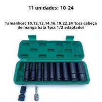 1/2 "conjunto De Soquete De Impacto Profundo 10pcs Chave Métrica Chave Pneumática Cabeça Ferramentas