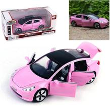 1:32 Scale Model 3 Alloy Car Model Diecast Toy Vehicles para crianças, modelo de carro TeslaPuxe o carro de liga leve com luzes e música, mini veículos brinquedos para crianças presentePresente de aniversário para crianças