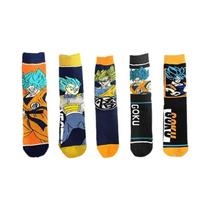 1/5 pares de meias de anime Dragon Ball Goku e Vegeta com um padrão de desenho animado estiloso.