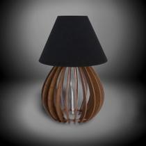 1 Abajur De Mesa Marrom Com Chapéu Preto Bivolt 110 / 220 v