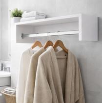 1 Arara de Roupas Cabideiro de Parede com Tubo Alumínio MDF