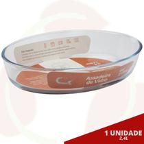 1 Assadeira 2,4L Oval Vidro Forno Travessa Sobremesa Saladas