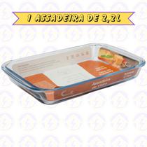 1 Assadeira Retangular 2,2L Forno Microondas Doces Sobremesa