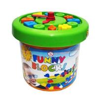 1 Balde De Blocos De Montar Com 50 peças Brinquedo Educativo - Camp