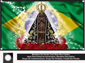 1 Bandeira Nossa Senhora Aparecida Fundo Brasil 130x80cm - ÉTO ACESSÓRIOS