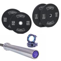 1 Barra Masculina com as presilhas + 2 anilhas de 5kg + 2 an 1 Barra Masculina com as presilhas + 2 anilhas de 5kg + 2 an