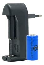 1 Bateria De Grande Durabilidade 16340 Cr123a Recarga + Carregador Ajustável Bivolt De Alta Qualidade