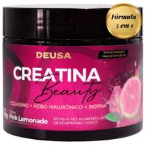 1 Beauty Deusa Creatina 5 em 1 com Colágeno Verisol, Ácido Hialurônico, Biotina, Vitaminas Sabor Pink Lemonade