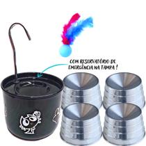 1 Bebedouro Preto Para Gato com 4 Comedouros Ergonômicos
