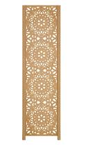 1 Biombo Folha Mandala Ripado Divisor Madeira Mdf Cru Painel Divisória Separador De Ambiente