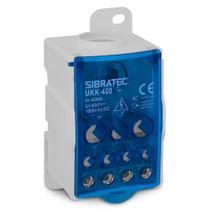 1 bloco de distribuicao 400a azul ukk-400 fixacao trilho din 1 entrada 185mm e 11 saidas