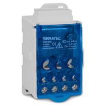 1 bloco de distribuicao 500a azul ukk-500 fixacao trilho din 1 entrada cabo até 250mm e 11 saidas