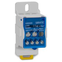 1 BLOCO DE DISTRIBUICAO 80A AZUL UKK-80 FIXACAO TRILHO DIN 1 ENTRADA CABO 16MM E 6 SAIDAS CABO 6mm