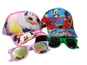 1 Boné Do Miickey Com Oculos De Sol Infantil Kids Presente