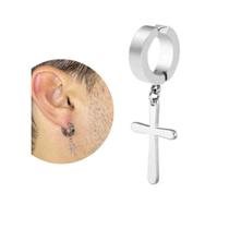 1 Brinco pressão argola aço cirurgico masculina cruz unidade