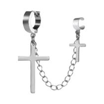 1 brincos femininos de aço inoxidável com pingente de cruz punk elegante