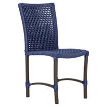 1 Cadeira de Jantar Cannes de Alumínio com Pintura Marrom e Trama Tela de Corda Náutica