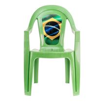 1 Cadeira de Plástico Gress Poltrona Com Braços Decorada Brasil Torcida, Futebol, Seleção, Copa Para Jardim, Eventos - 1 Cadeira de Plástico Gress Poltrona Com Braços Decorada Brasil Torcida, Futebol, Seleção, Copa Para Jardim, Eventos -