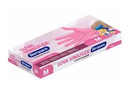 1 Caixa de Luvas Vinilflex Com 100 Unidades Tamanho M Bompack Rosa