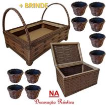 1 Caixa organizadora + 1 bandeja café da manhã + 10 vasinhos de flor 1 Caixa organizadora + 1 bandeja café da manhã + 10 vasinhos de flor