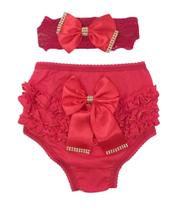 1 Calcinhas Bunda Rica + 1 Tiaras Bebê Menina 1 A 6 Meses Un