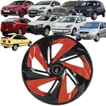 1 Calota Esportiva Modelo Nitro X Aro 13 Polegadas Preto com Vermelho Universal Elitte