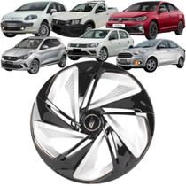 1 Calota Esportiva Modelo Nitro X Aro 14 Polegadas Preto com Prata Universal Elitte