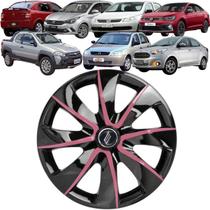 1 Calota Esportiva Modelo Prime Aro 13 Polegadas Preto com Rosa Universal Elitte