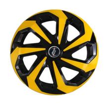 1 Calota Esportiva Modelo Spider Aro 13 Polegadas Preto com Amarelo Elitte