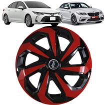 1 Calota Esportiva Modelo Spider Aro 13 Polegadas Preto Vermelho Parafuso Elitte