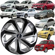 1 Calota Esportiva Modelo Spider Aro 14 Polegadas Prata com Preto Universal Elitte