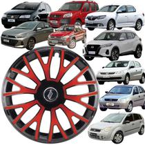 1 Calota Esportiva Modelo Triton Aro 13 Polegadas Preto com Vermelha Universal Elitte