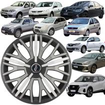 1 Calota Esportiva Modelo Triton Sport Aro 14 Polegadas Preto Grafite Prata Universal Elitte