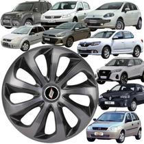 1 Calota Esportiva Modelo Velox Aro 13 Polegadas Grafite com Preto Universal Elitte