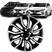 1 Calota Modelo Argo Cronos 2022 Aro 14 Polegadas Preto/Prata Cubo Baixo Parafuso Grid