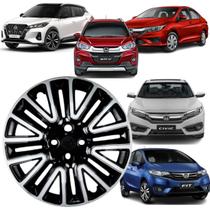 1 Calota Modelo Kicks City Fit New Fit Wrv Civic Aro 16 Cubo Padrão Preta/Prata 1 Calota Modelo Kicks City Fit New Fit Wrv Civic Aro 16 Cubo Padrão Preta/Prata
