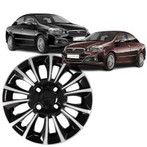 1 Calota Modelo Linea 2023 Aro 13 Preto/Prata Cubo Baixo Parafuso Grid