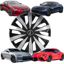 1 Calota Modelo Seven Esportiva Aro 13 Polegadas Universal Preto/Prata Elitte