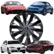 1 Calota Modelo Seven Esportiva Aro 14 Polegadas Universal Grafite/Preto Elitte