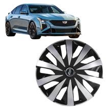1 Calota Modelo Seven Esportiva Aro 15 Polegadas Universal Prata/Preto Elitte