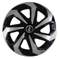 1 Calota Sportiva Modelo Spider Aro 15 Polegadas Black/Silver Parafuso