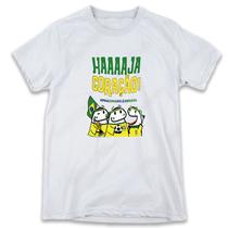 1 Camiseta Brasil Copa Bonequinho Flork Haja Coração Camisas Divertidas
