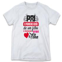 1 Camiseta Dia dos Pais Pai Meu Primeiro Herói Personalizada