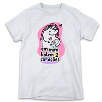 1 Camiseta Flor Dia das mães em mim batem 2 corações mamãe - W3artestampa