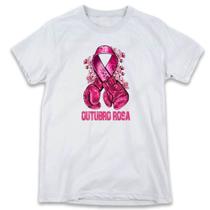 1 Camiseta Outubro Rosa Luvas Boxe Empodeiramento Feminino