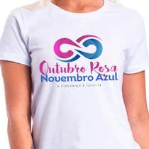 1 Camiseta Outubro Rosa Novembro Azul Esperança Infinita