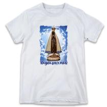 1 Camiseta Personalizada Nossa Senhora Aparecida Fundo Azul Céu