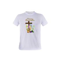 1 Camiseta Primeira Eucaristia Comunhão Cruz Marrom Igreja