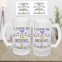 1 Caneca Chopp Dia Dos Pais Com Nome Vidro Jateado 475 ML