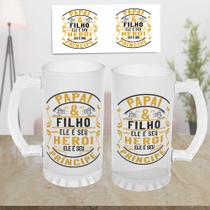 1 Caneca Chopp Dia Dos Pais, Vidro Jateado 475 ML